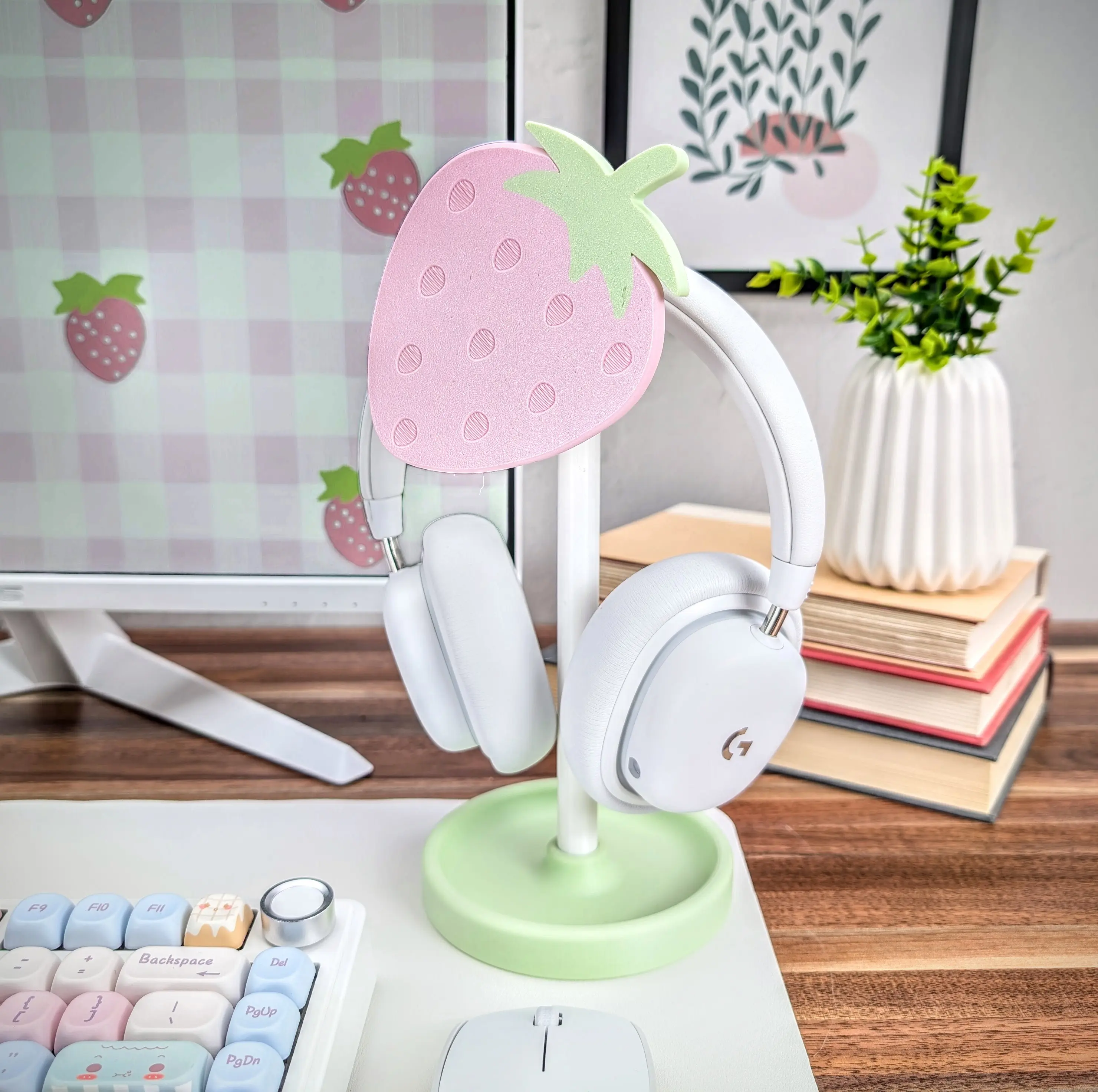 Cute Fruit Strawberry Headphone Stand | Very Berry Wall Mountable Headset Holder