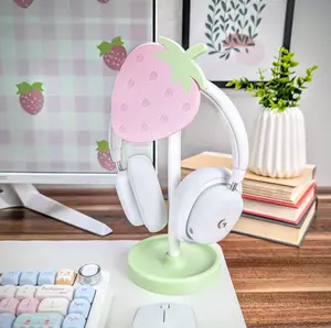 Strawberry Headphone Stand, Wall Mountable Headset Holder, Headphone Stand Cute, Fruit Gaming Setup, Cozy Gaming Room