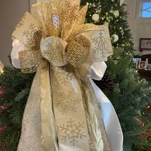 New Year Golden Sparkle Snowflake XL Bow