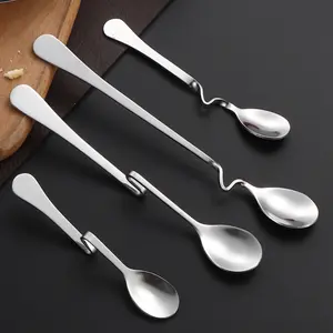 Creative Wall-Hanging Stainless Steel Spoon — S-Shaped Twisted Handle Spoon for Desserts, Coffee, and Milk Tea