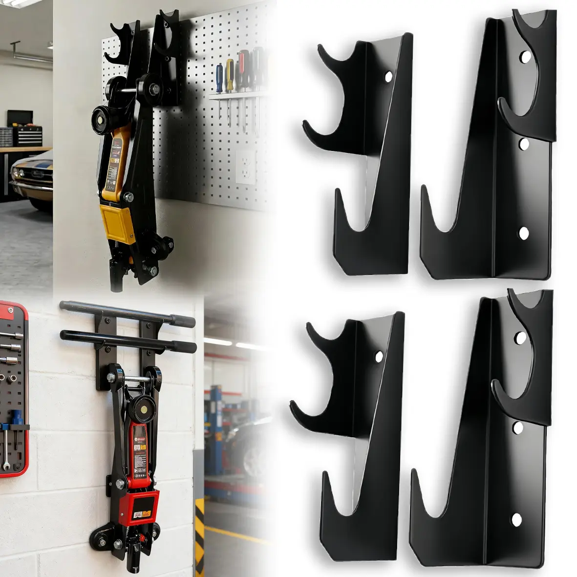 4PCS Hydraulic Car Jack Wall-Mount Storage Brackets - Sturdy Tool Racks, Compact Tool Holding Hooks, Easy-Install Space-Saving Organizer for Workshop Gear, Garage Hydraulic Jacks Tool Stand Tool Storage Organiser