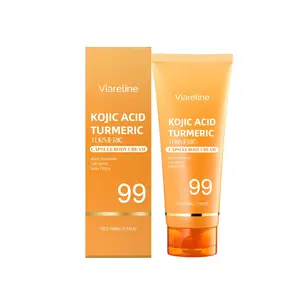 Viareline Turmeric Body Cream, Kojic Acid Ceramide Hyaluronic Acid Moisturizer, Brightening Even Skin Tone Soothe Dry Skin Long Lasting Moisturizing Hydrating Daily Full Body Care