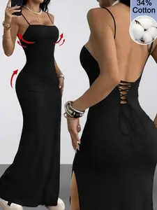 Woven Tape Split Dress | Y2K Streetwear Style | Perfect for Concerts, Dates & Vacations