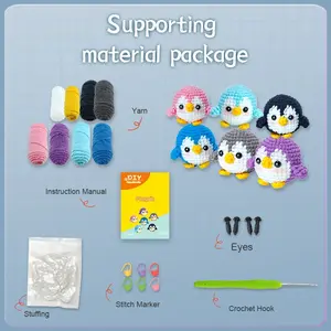 Beginner DIY Crochet Kit, Cute Mini Penguin, Amigurumi Crochet, Easy to Learn, Perfect for Doll Gifts, Stress Relief, Knitting Learning, Includes Video Tutorial, Crochet Hooks, Crochet Supplies Kit