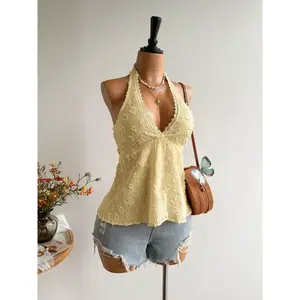 Women's Y2K Halter Top Halter Neck Fashion Sexy Slim Fit Comfortable Soft Lightweight Summer Vest, Casual Vacation Style, Perfect for Beach and Travel, Tank TopRAIMENTRY