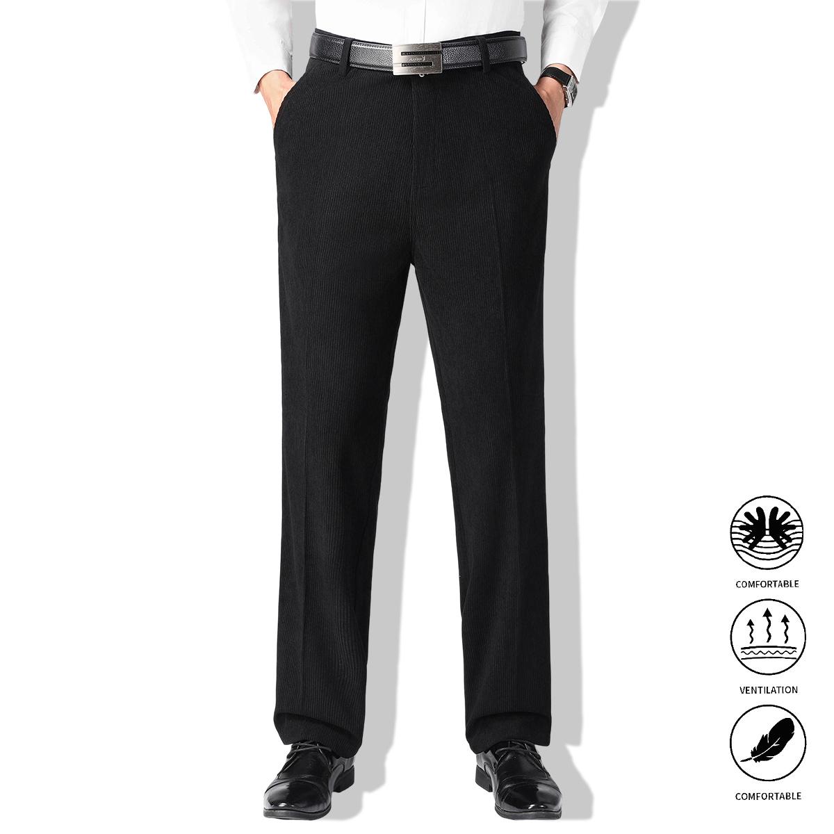 Men’s suit trousers in corduroy texture; business long pants; casual pants; formal dress pants—suitable for business and everyday wear.