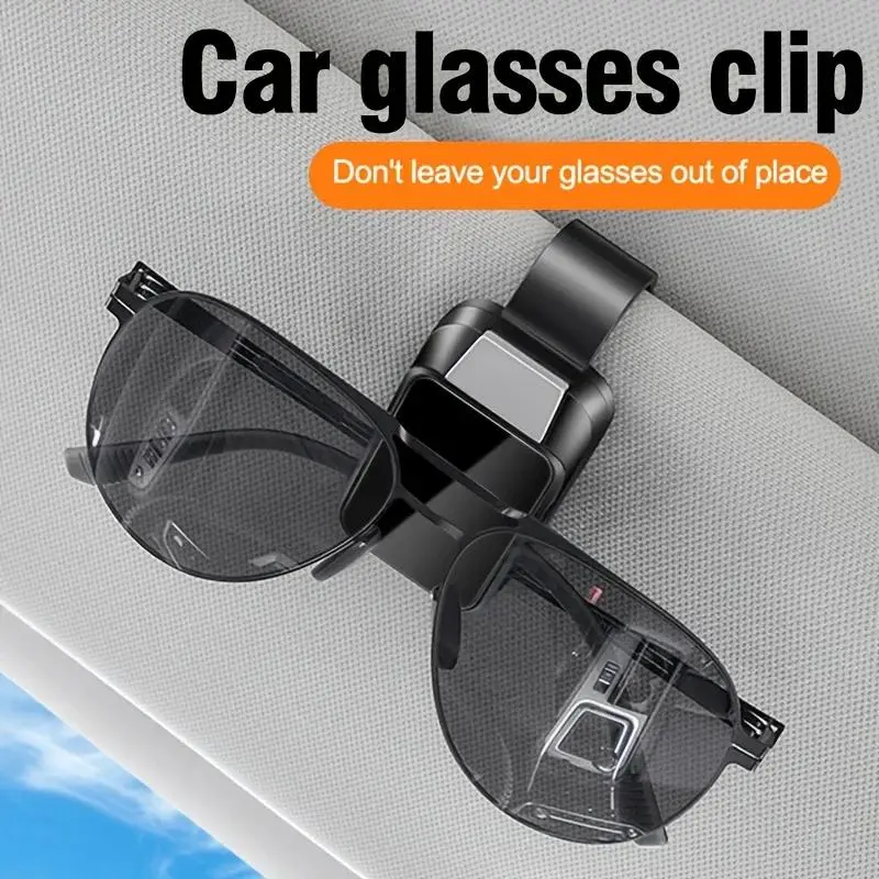 Car Sun Visor Clip-On Eyeglasses Holder - Secure Hold Stowing Accessory for Sunglasses, Cards, Tickets - Automotive Interior Tidying Storage Clip