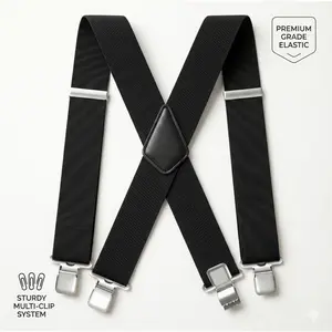 Heavy Duty Suspenders for Men 2 Inch Wide Adjustable Elastic Work Suspenders with Sturdy Clips X-Back Design