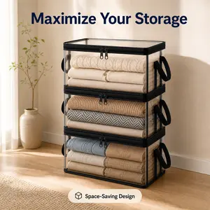 Black PVC Toy Storage Bag with Handle, Dustproof Sturdy Organizer for Stuffed Animals, Dolls, Clothes, Ideal for Kids Room, Playroom & Gifts