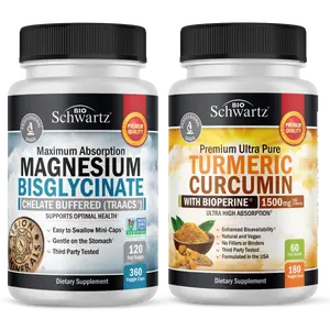 Ultimate Health Goals Bundle - Turmeric Circumin for full body relief and Magnesium BisGlycinate for healthy energy and digestive health