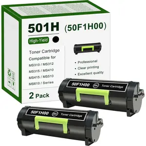 501H (50F1H00) High Yield Black Toner  2-Pack Replacement for Lexmark MS310 MS310dn MS312 MS312dn MS315 MS315dn MS410 MS410dn MS415 MS415dn MS510 MS510dn MS610 MS610dn Printer