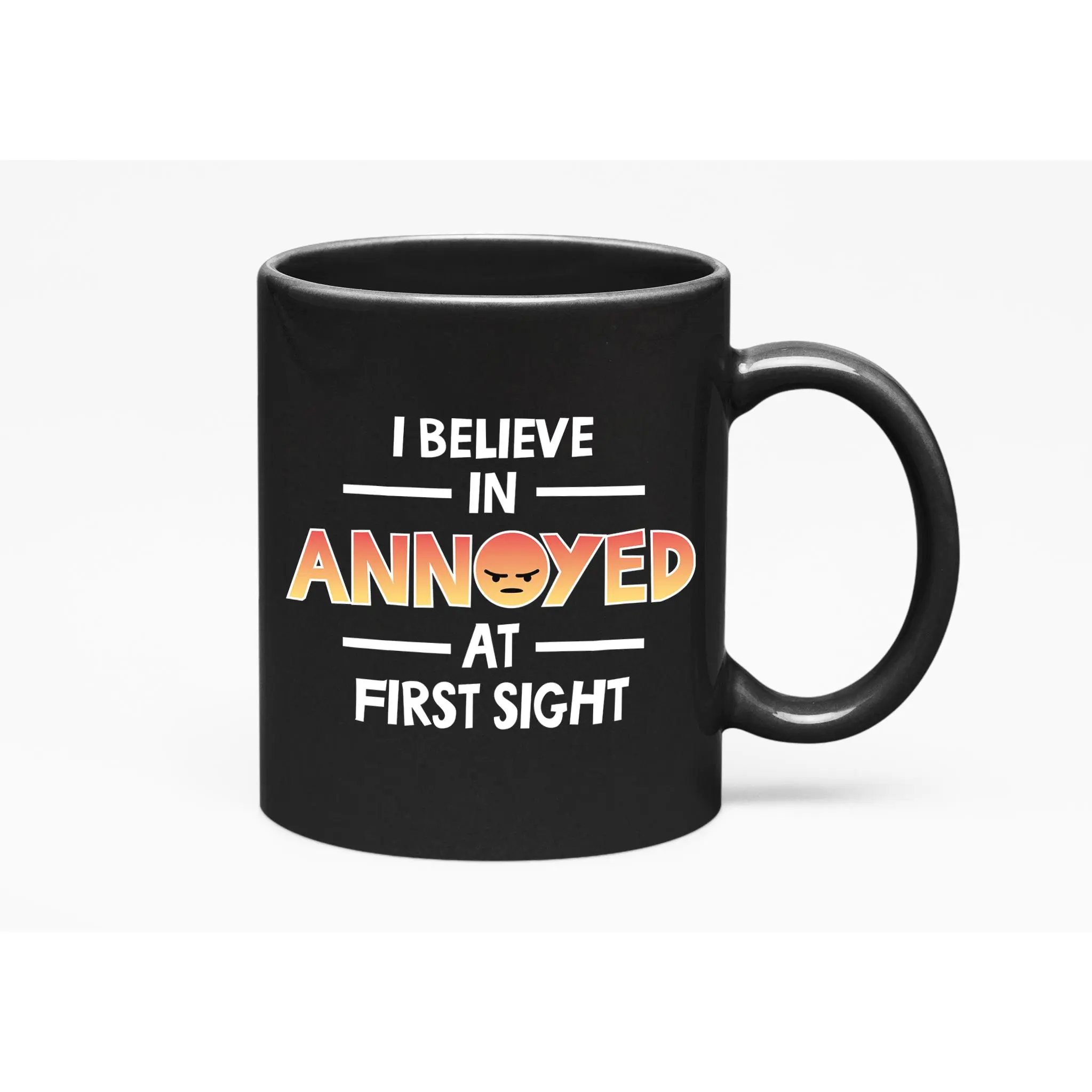 Annoyed at First Sight, Funny Sarcastic Introvert, Black 11oz Ceramic Mug