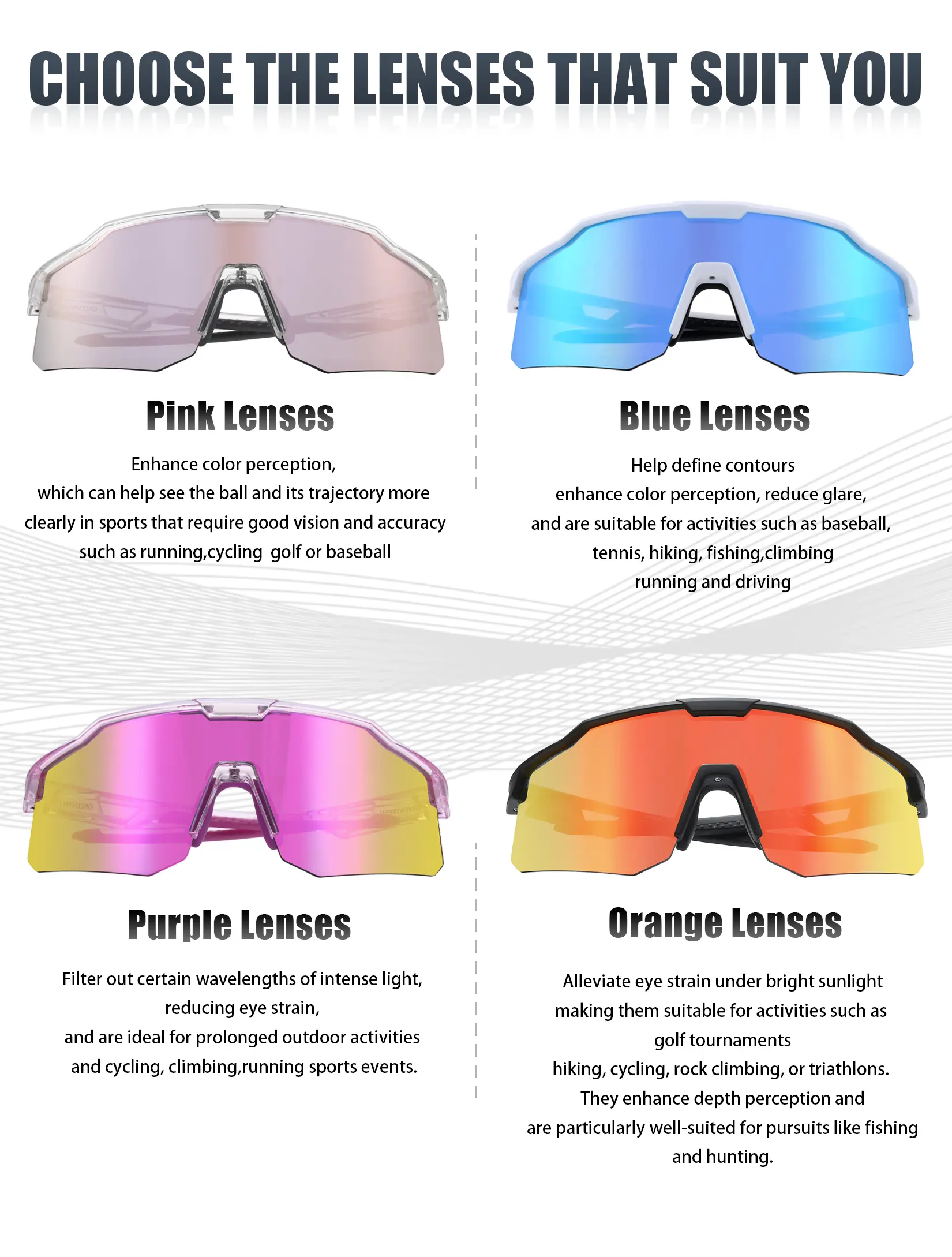 Sport Sunglasses for Cycling Golf Running Tennis Pickleball Reflex [Court HD+] | Tennis and Pickleball Sunglasses | RIA  main image 3