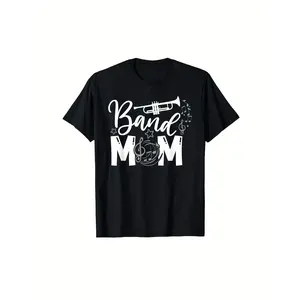 [100% Cotton] 100% Cotton band mom proud band mom musical marching band trumpet t-shirtHot selling items, Gift, Fashionable, Unisex, Vintage, Soft, Breathable, Casual - Crew Neck, Regular Fit - Machine Washable, Comfortable Cotton Crew Neck Short Sleeve G