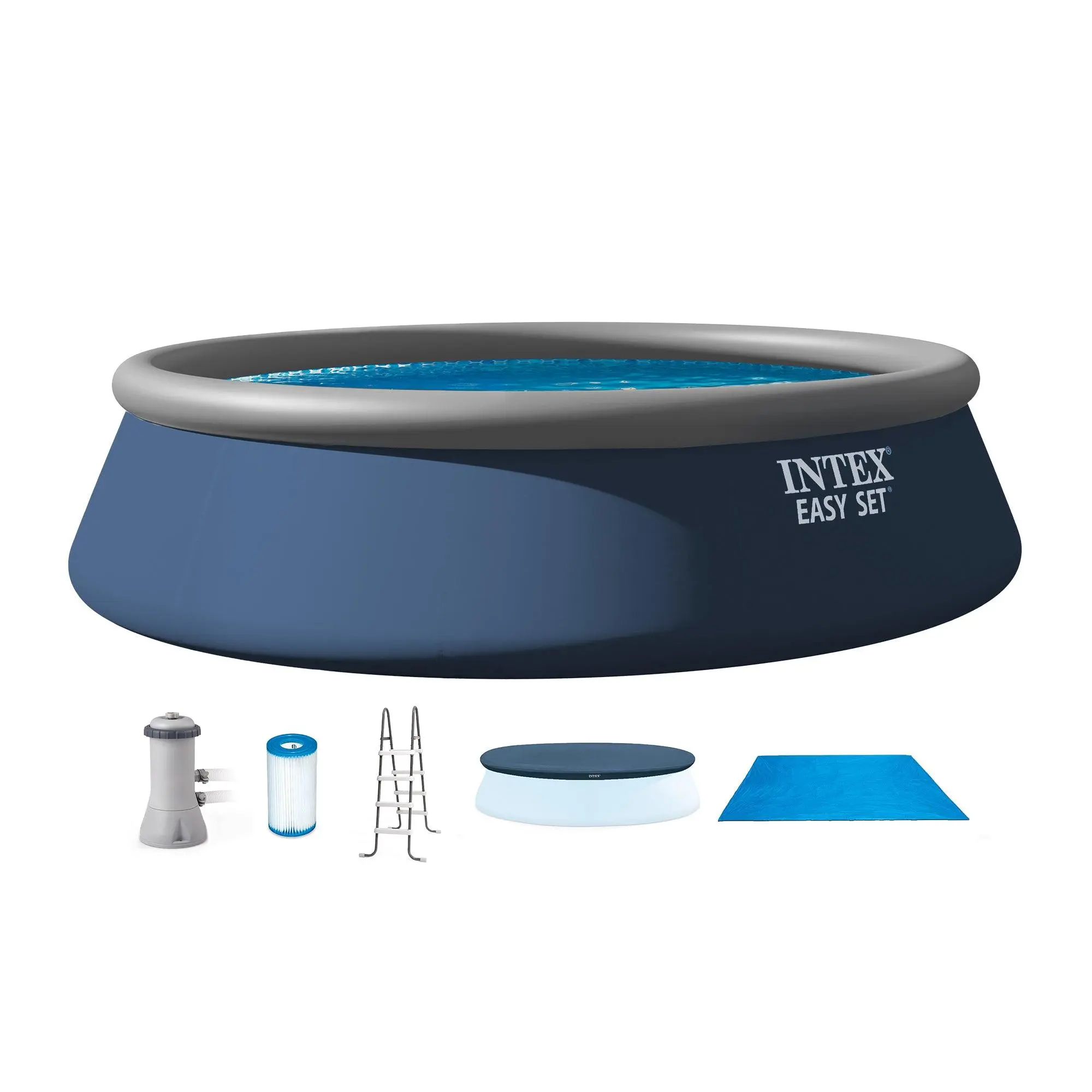 Intex Easy Set 15' x 42" Round Inflatable Outdoor Above Ground Swimming Pool Set
