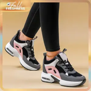 2025 Breathable Women’s Walking Sneakers. High-Heel Wedge Sneakers for Women, High-Top Lace-Up Lightweight Walking Shoes, Non-Slip Fashion Air-Cushion Sneakers, 1027 #WinterFreshness