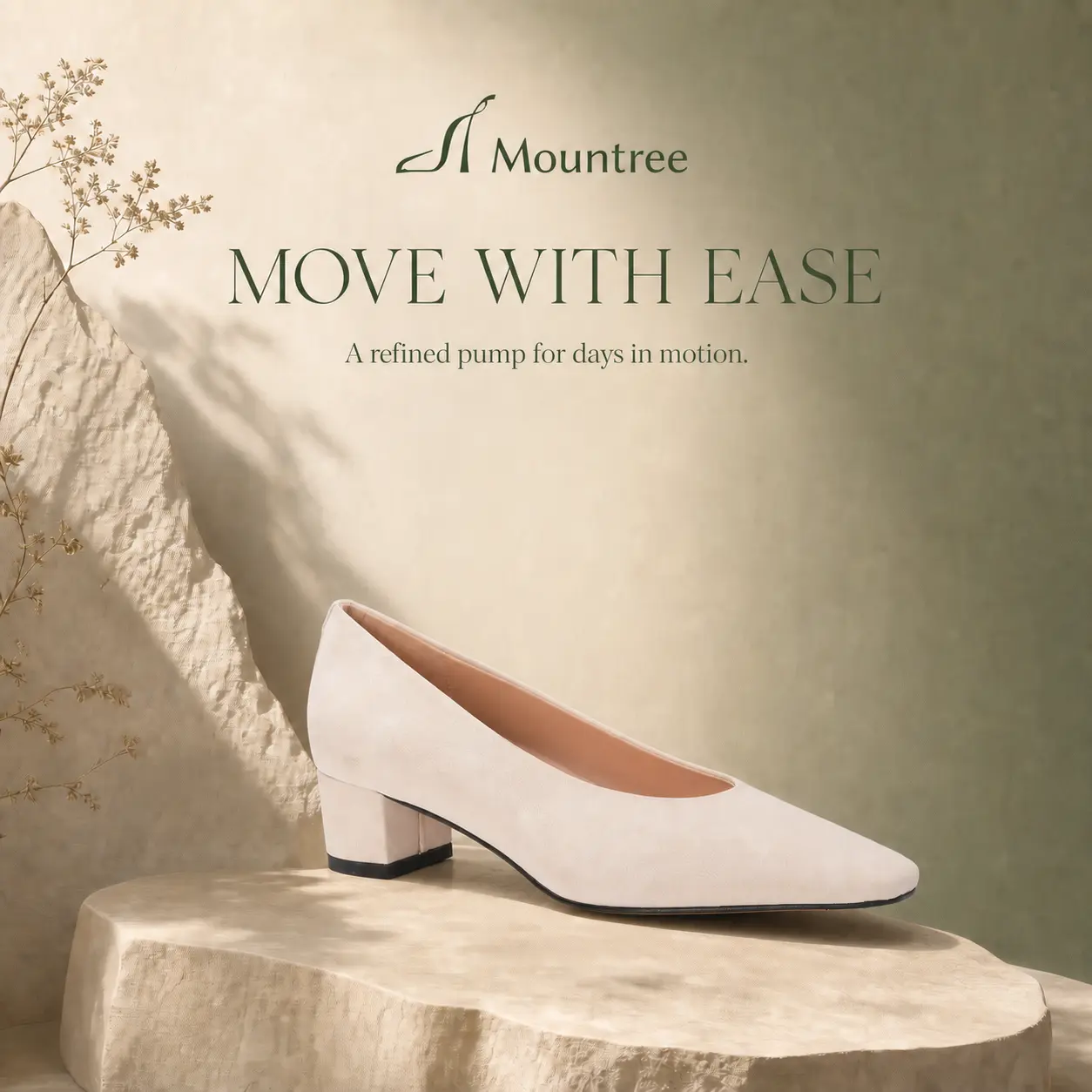 Mountree Vegan Plant-Based Leather Women's Pumps | Comfortable Low Block Heel Office Commuter Shoes | Eco-Friendly Work Heels