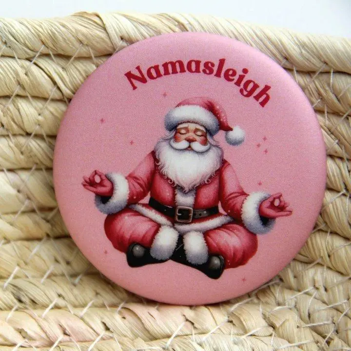 Pink Santa funny Christmas magnets Namasleigh