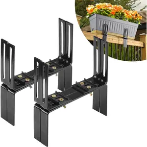 Deck Railing Planter Stand, Retractable Balcony Plant Holder for Window Box Planter, Rectangular Flower Box Clip for Windowsill,, Fence, Front Porch