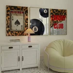 Set of 3 posters, Red Poster, Leopard wall art, Red Fashion Wall Art, lucky ball poster, girly prints