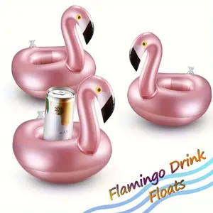 2pcs Rose Gold Flamingo Inflatable Coaster - Add Fun and Style To Your Pool Parties and Beach Vacations! Inflatable Pool Floaters