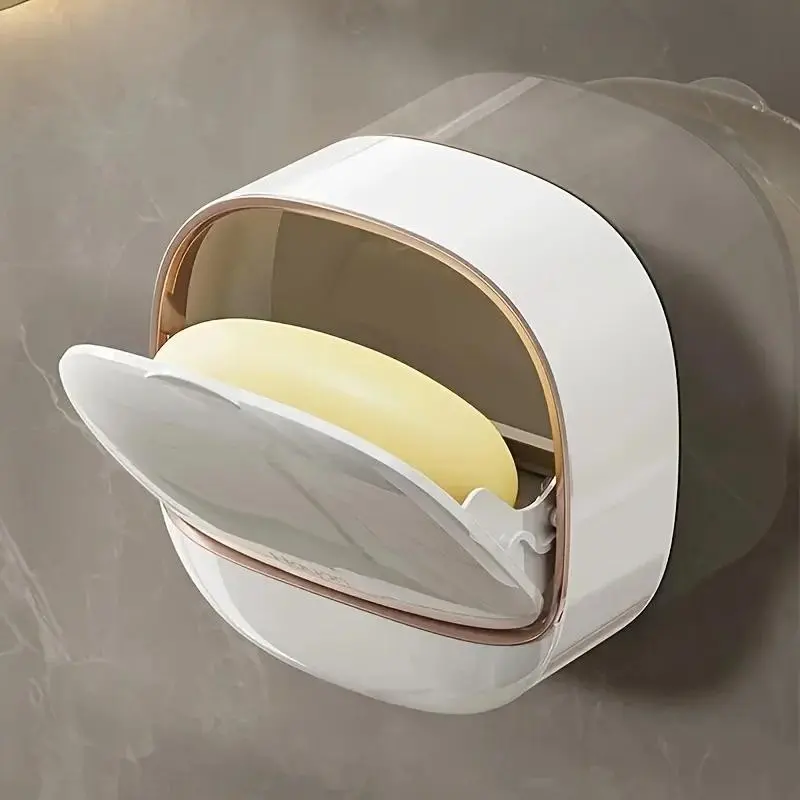 1PC Soap Box Wall Mounted Light Luxury Soap Rack Non Perforated Soap Box Drain Laundry Soap Storage Box Soap Dish Soap Saver Soap Holder