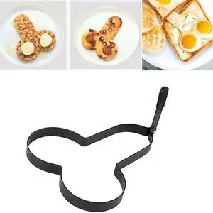 Funny Egg Molds, Stainless Steel Non-Stick Egg Ring, Egg Pancake Cooking Tool, Fried Egg Shaper, Pancake Mold with Foldable Handle