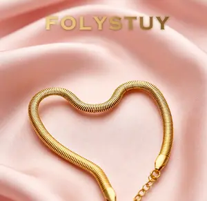 Gold Filled Herringbone Snake Chain Bracelet for Women, 4mm Width 22cm/8.66" Adjustable Gold Bracelet, Dainty Flat Snake Chain Bracelet, Minimalist Gold Jewelry Gift for Her