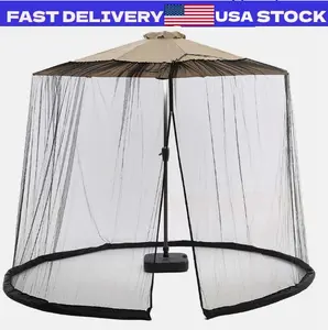 9ft Patio Umbrella Bug Screen w/Zipper Door and Polyester Netting(NET ONLY)
