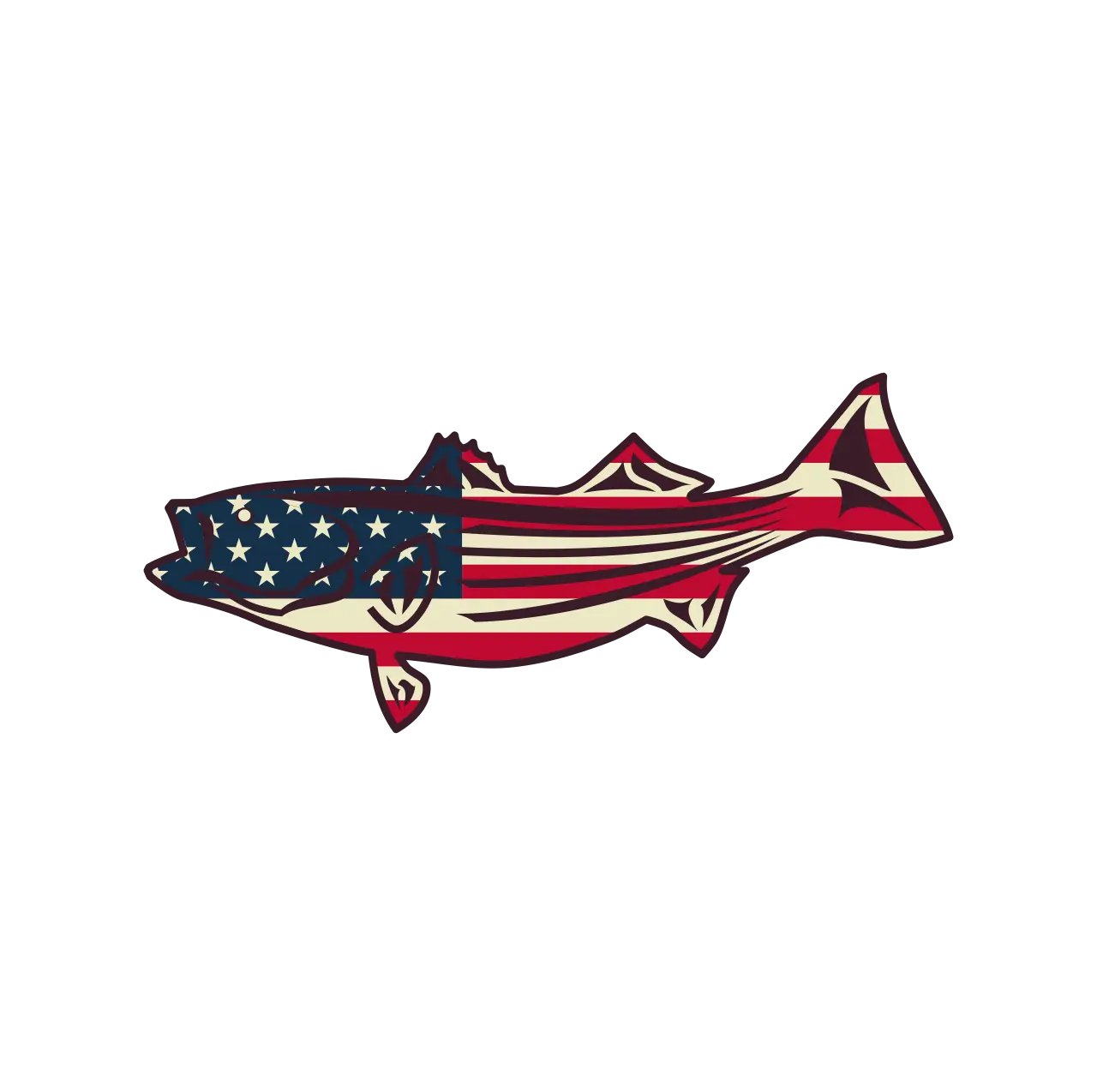 Striped Bass Decal - USA Flag - Striper Fishing - Saltwater Fishing Gifts