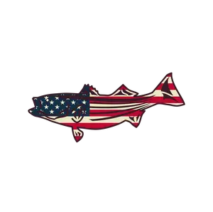 Striped Bass Decal - USA Flag - Striper Fishing - Saltwater Fishing Gifts