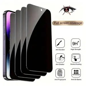 HD Privacy Anti Spy Tempered Glass Screen Protector 3 Pack for iPhone Series Full Coverage Black Edge Anti Scratch Oil Repellent High Definition Clear Protection