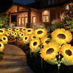 Solar-Powered LED Sunflower Garden Light Set, 2/4/6 Pieces — Realistic nighttime glow for yard, lawn, patio, porch — Waterproof IP65 — Energy-efficient outdoor lighting — Durable plastic flowers — All-weather protection
