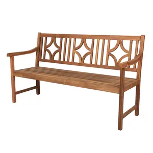 JONATHAN Y Sloane 59.1" 3-Seat Ogee Diamond-Back 600-Lbs Support Acacia Wood Outdoor Garden Patio Bench