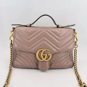 Pre-owned GUCCI leather Crossbody Bags GG Marmont Quilted Crossbody Bag Beige