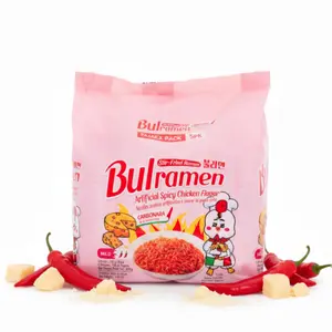 Korean Food Bulramen Stir-Fried Ramen Mild Spicy Carbonara, Artificial Spicy Chicken Flavor, 5 Packs (4.76 oz Each), Korean Instant Noodles