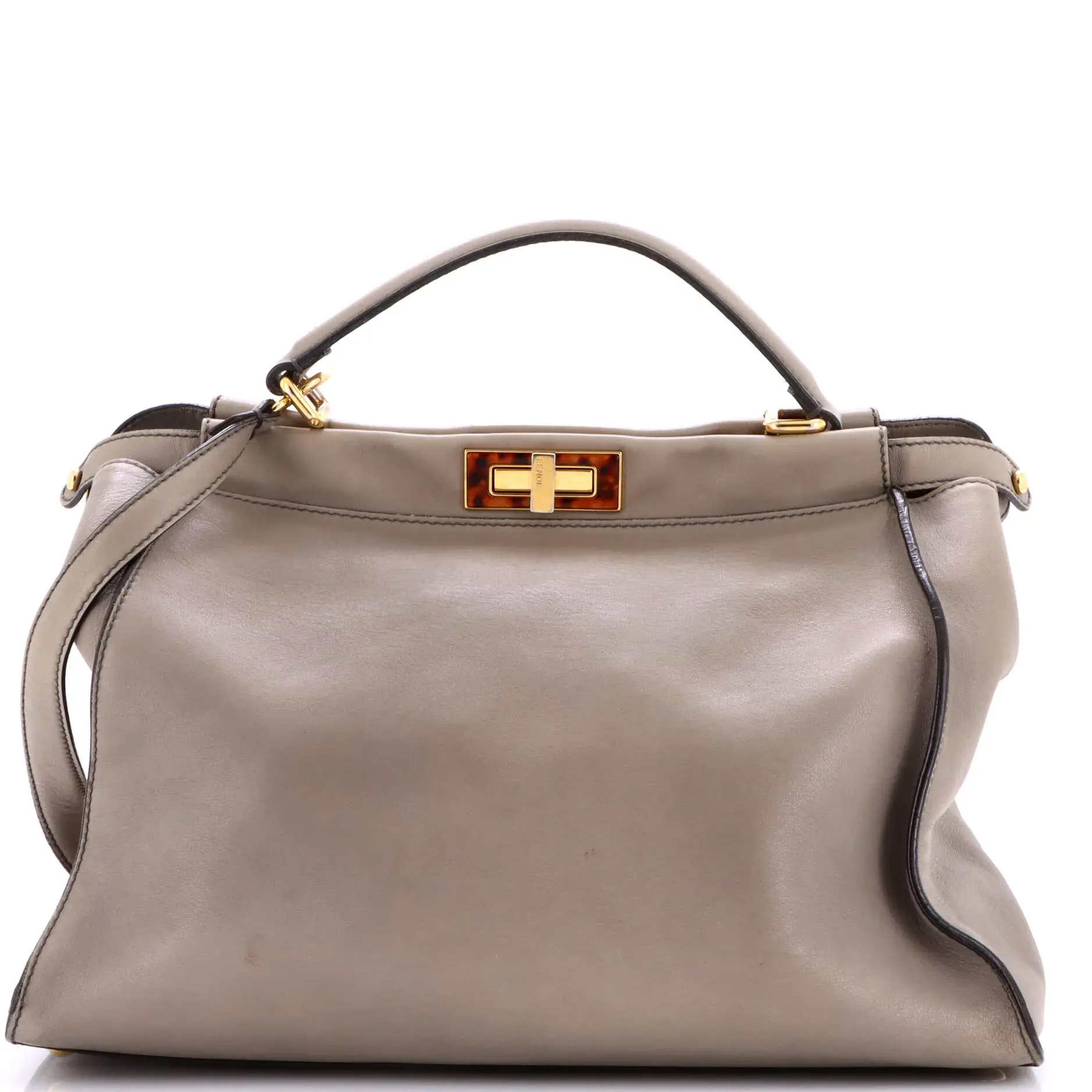 Pre-owned FENDI Leather Top Handle Bags Peekaboo Bag Soft Large by Rebag