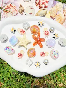 22-Piece Multicolor Ocean Series Shoe Accessories, Starfish, Shell, Turtle, Wave Pattern, DIY Decor for Shoes, Sandals, Flip-Flops, Garden Shoes, Shoe Charms