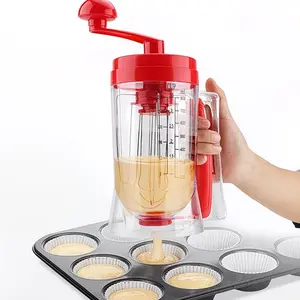 Pancake Mixer Batter Dispenser, Transparent ABS Cupcake Batter Dispenser with Scale, Single Hand Operated Pancake Batter Dispenser, Central Spout Design, Baking Tool for Kitchen