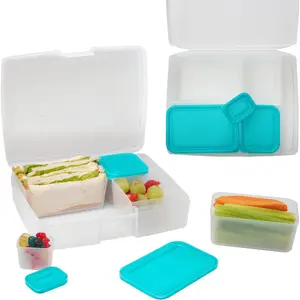Bentology Bento Lunch Box Set w 5 Removable Nesting Containers- Meal Prep Snack Holders Leakproof Durable & BPA Free- Dishwasher Safe