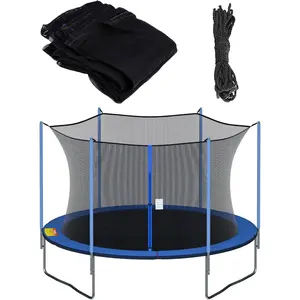 Trampoline Replacement Safety Net for 6 Straight Poles Round Frame Trampolines, Breathable and Weather-Resistant, with Adjustable Straps, Zippers, Protection Buckles(Net Only)