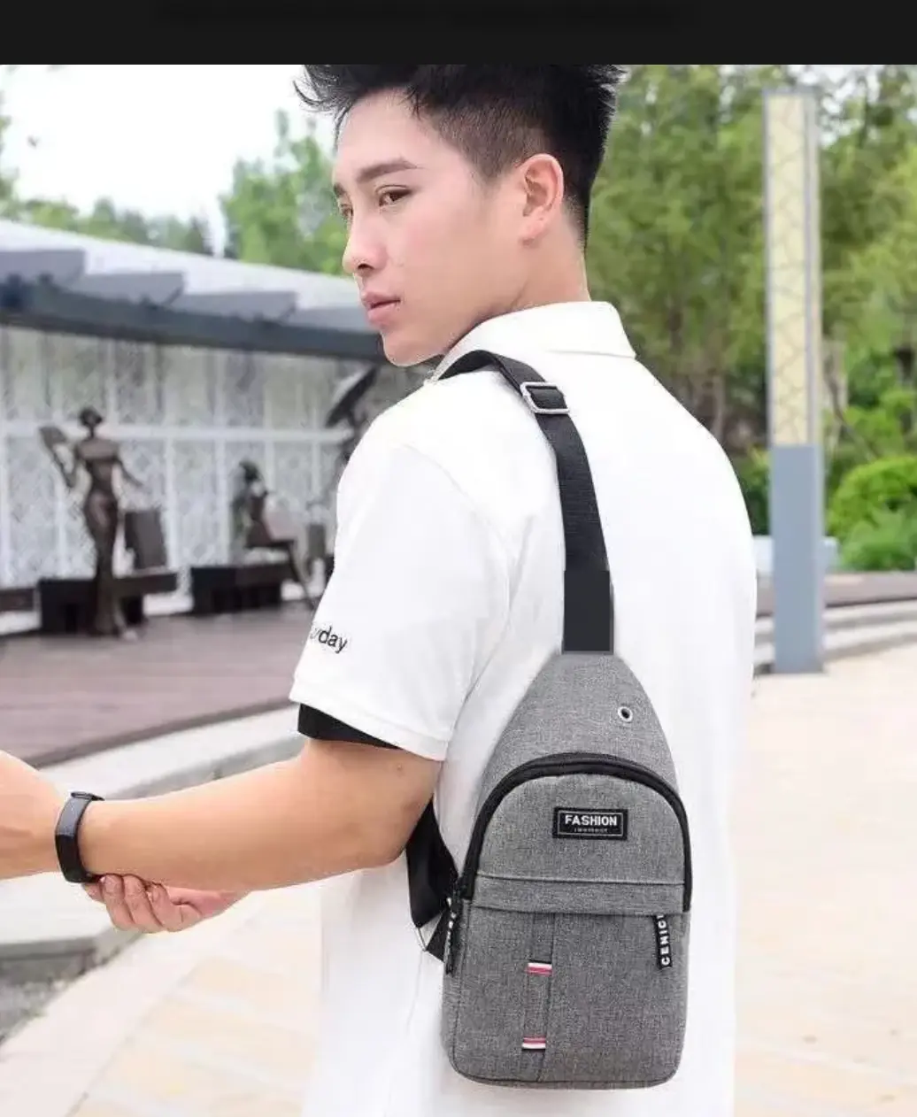 Fashion Brand Gray Crossbody Bag for Men - Stylish and Practical Shoulder Bag with Adjustable Strap - Perfect for Daily Use