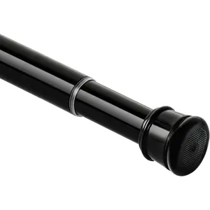 No Assembly No Drilling Adjustable Tension Curtain Rod 56-104 Inch 1" Diameter Rust-proof Black for Bathroom Shower Windows Closet