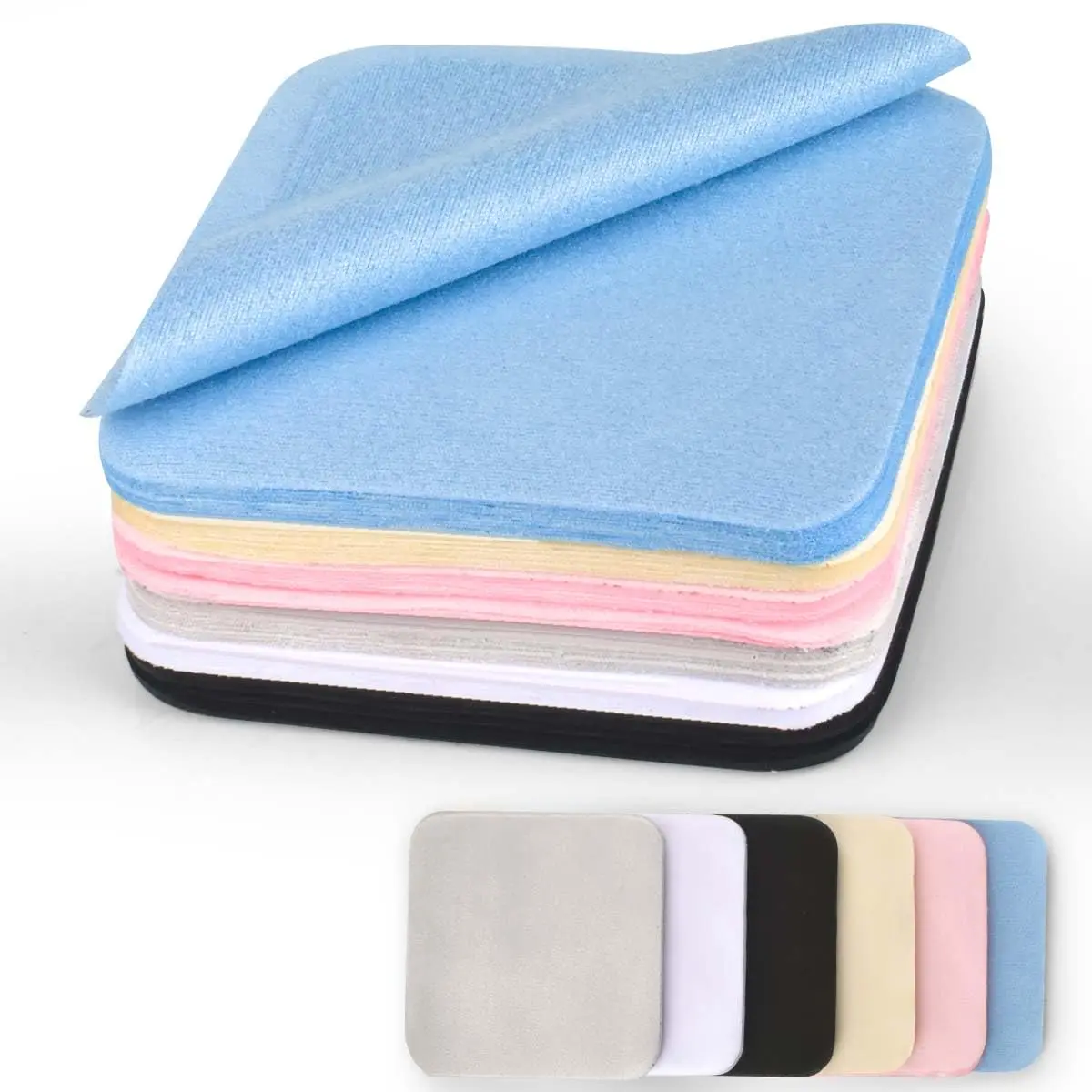 TBS 60-Pcs Luxury Suede Microfiber Cleaning Cloths Pack - Scratch-Safe, Pocket-Size, Solid Colors Disposable Cloths for Screens & Lenses, Delicate Surfaces