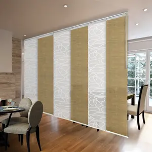 6-Panel Single Rail Panel Track Blind Extendable 70"-130"W x 91.4"H, Panel width 23.5", Whirl White, Canary