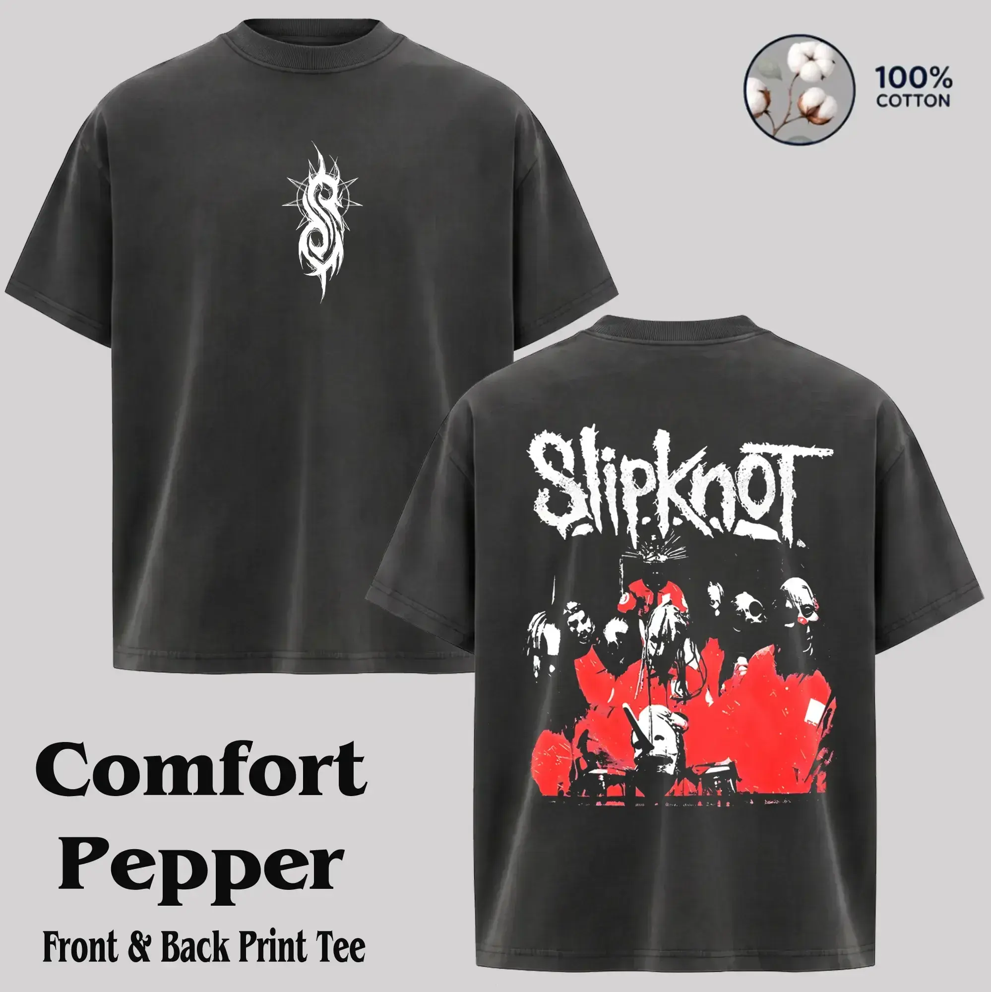 Men's Short-Sleeve Vintage 2009 Slipknot Washde Tee & Hoodie - Casual Fitted Round Neck Metal Band Rock Tour Merch, Alternative Grunge Aesthetic Trending Top