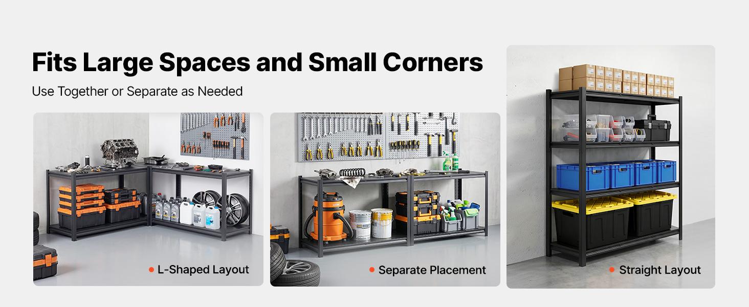 【fathersdaygift】VEVOR Storage Shelves, 4-Tier Adjustable, 2400 lbs Capacity, Heavy Duty Garage Storage Shelving Unit, Metal Utility Rack Shelf, for Garage Workshop Warehouse Basement, 40.55" W x 20.55" D x 60.2" H, Organiser