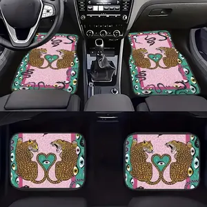 4 Piece Art Leopard Print Car Floor Mats, All-Season Non-Slip Mat, Suitable for Sedans and Suvs, Men and Women Holiday Gift, Car Accessory