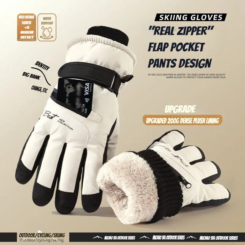 Unisex Outdoor Sports Gloves, Waterproof-Water-Resistant Fleece-Lined, Touchscreen-Compatible Non-Slip Silicone Grip for Cycling, Skiing, Running, Hiking Glove, Hand Gloves