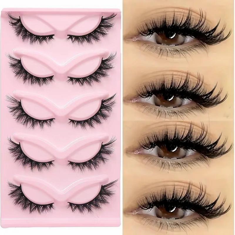 Fluffy Wispy Winged Faux Mink Lashes Cat Eye Style Reusable False Eyelash Pack